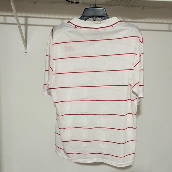 10/10 Spotless 80’s Vintage “CBS Sports” Golf Shirt White/Red stripes Sz XL-L - Picture 7 of 7